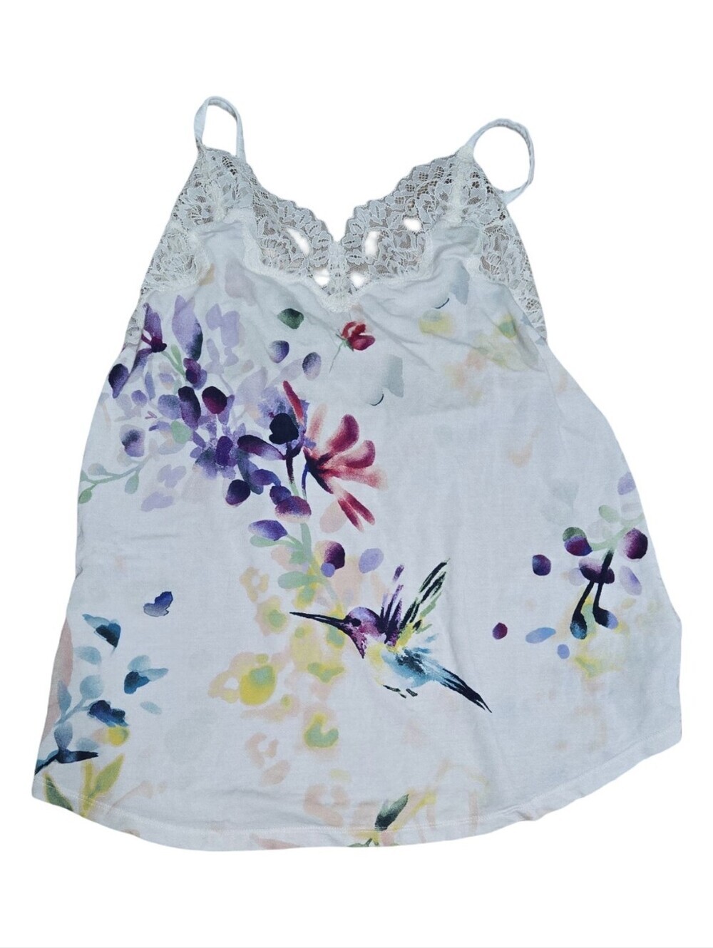 Soma White Branded Floral Feminine Festival Cozy Soft Cotton Y2K Cami XS - Picture 15 of 15
